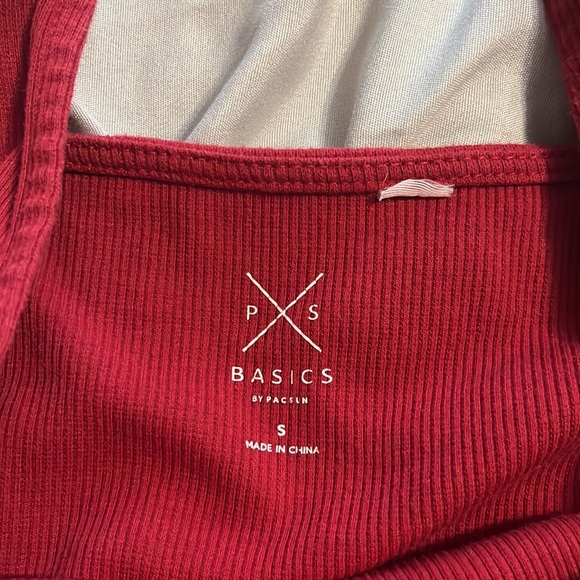 Women's pacsun basics Ribbed Long Sleeve Square Neck  semi crop Top - Picture 2 of 3